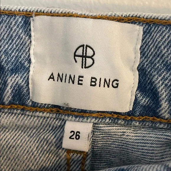 Anine Bing Gavin Jeans Relaxed Women's Size 26 Straight Leg Distressed Blue - Picture 11 of 14
